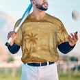 thumbnail image 5 of Zufioo Retro Palm Tree Print Men's Baseball Short Sleeve, Moisture Wicking Button-Down Hip Hop Tee-3X-Large, 5 of 7