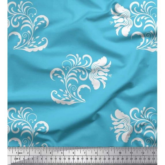 Soimoi Rayon Fabric Leaves & Floral Artistic Fabric Prints By Yard 42 Inch Wide