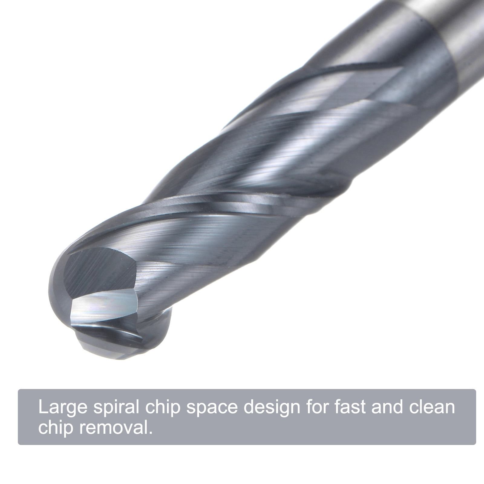 Uxcell Ball Nose End Mill 1/8" Radius 1/4" Shank Solid Carbide AlTiN Coated Upcut 2 Spiral Flutes