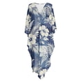 thumbnail image 4 of Xoenoiee Tropical Hibiscus Palm Leaves Print Kaftan Dresses for Women Plus Size Summer Bathing Suit Cover up V Neck Batwing Dress Loose fit Moroccan Caftan Mumu Dresses, 4 of 7