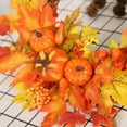 thumbnail image 4 of Fall Pumpkin Wreaths for Front Door Outside - Farmhouse Fall Decorations for Home, Thanksgiving Autumn Harvest Wreath with Bow for Indoor Window Table Decor (No Lights 30cm), 4 of 10