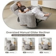 thumbnail image 4 of Extra Wide Oversized Swivel Rocker Recliner with Massage, Heat, and Adjustable Headrest, Light Grey, 4 of 8