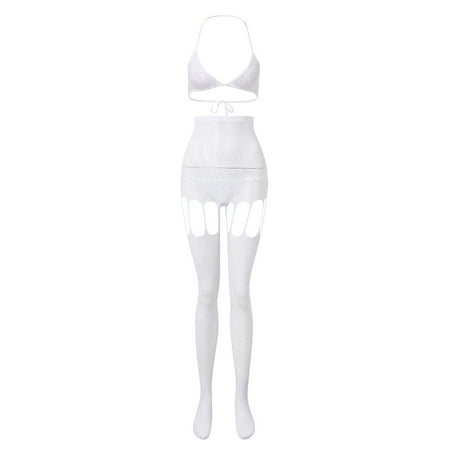 

AOMPMSDX Plus Size Underwear For Womens Solid Drilling Lingerie Siamese Fishnet Bodysuit Rhinestone Mesh Lingerie Onesie Jumpsuit Intimates