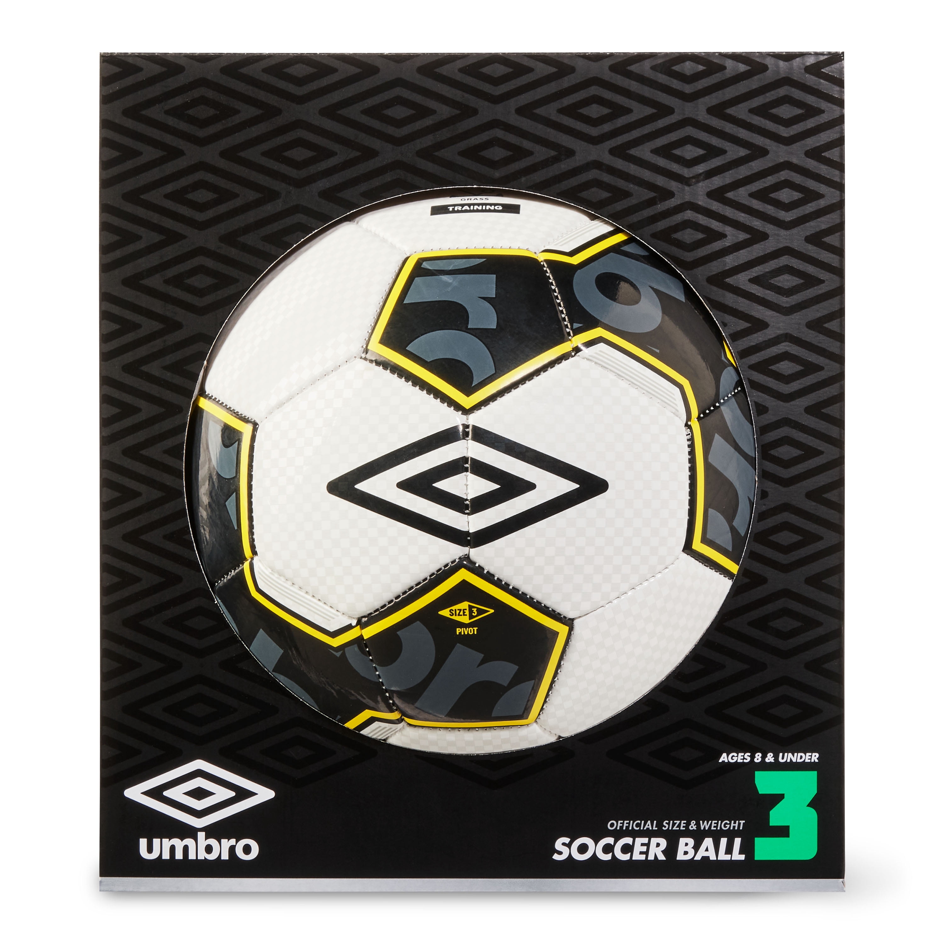 Umbro Soccer Ball, Size 3, 23"-24", Ages 6-9, Yellow Black