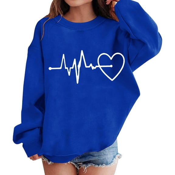 Ruyang Girls Heart Sweatshirts Fall Winter Cute Trendy Oversized Sweatshirt Long Sleeve Crewneck School Pullover Tops