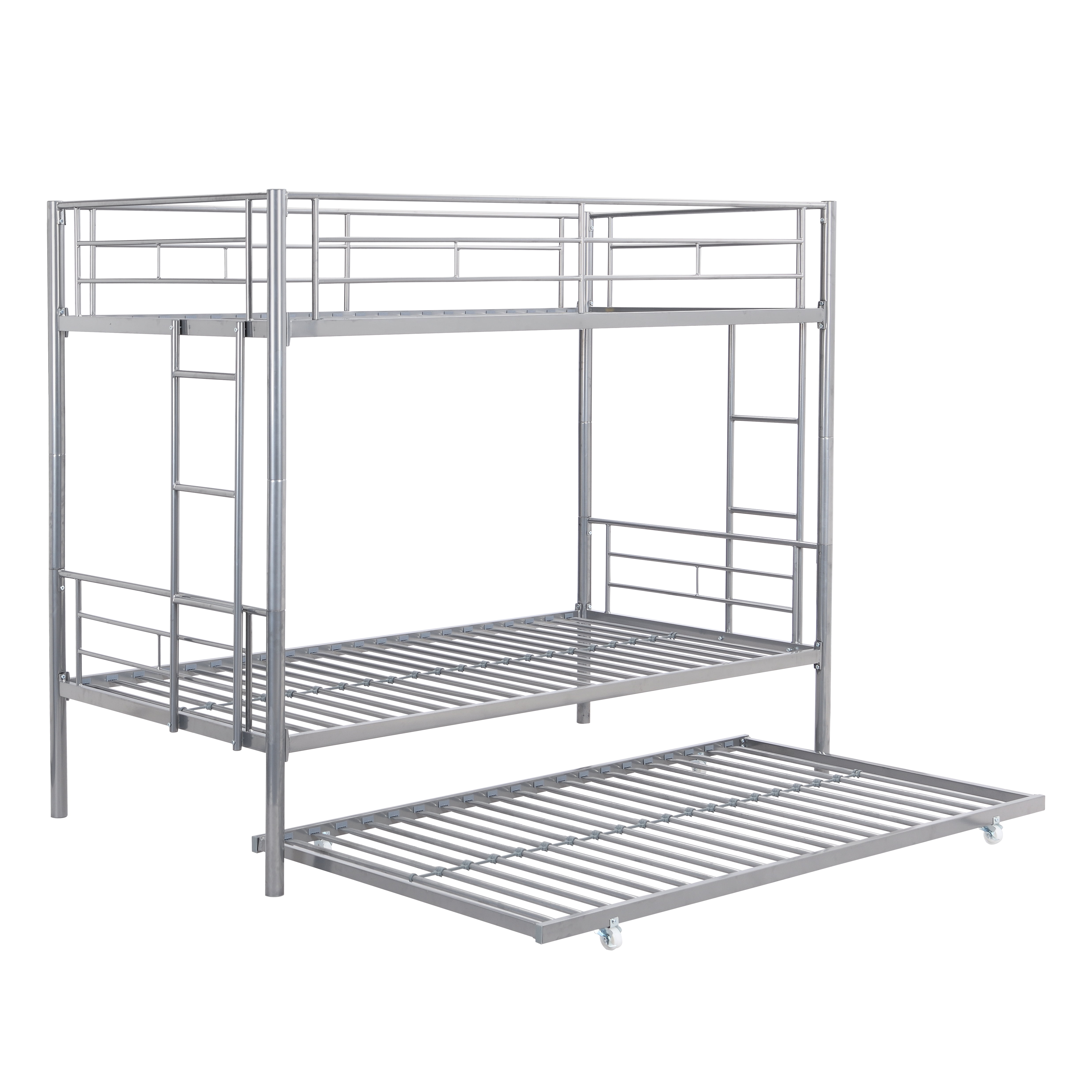 Metal Bunk Bed With Trundle Silver