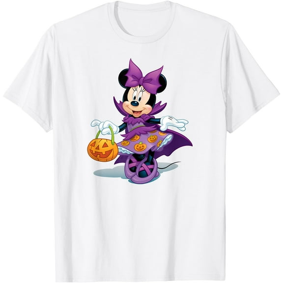 Minnie Mouse Halloween Trick Or Treat Purple Pumpkin Dress DTG Print Unisex T-Shirt