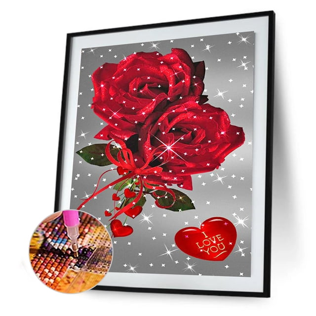 Cuadros Decorativos Cuadro de arte de diamantes de imitación de mosaico de rosa roja con taladro cuadrado completo DIY 5D DQrwqpou Nuevos Originales