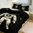 thumbnail image 1 of Juego de funda de edredón con diseño de astronauta, tamaño king y queen, 3 piezas, 1 funda de edredón y 2 fundas de almohada con cierre de cremallera, 86 x 70 pulgadas, 1 of 8