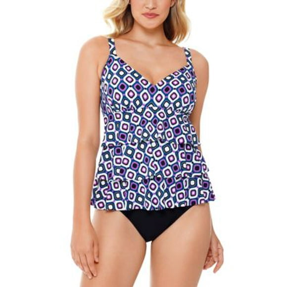Swim Solutions Maillot de Bain une Pièce Imprimé Bijoux Contrôle du Ventre, Maillot de Bain Femme - Taille 12