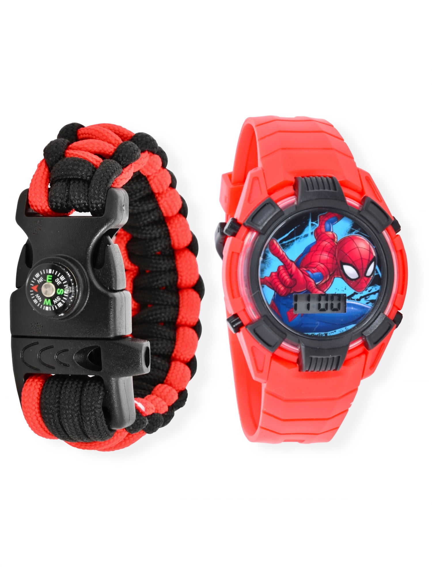 Marvel Spider-Man Unisex Watch And Survival Band Set in Red - SPD40110WM