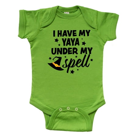 

Inktastic I Have My Yaya Under My Spell with Cute Witch Hat Gift Baby Boy or Baby Girl Bodysuit