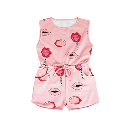 

Baby Girl Clothes Shorts Sleeve Popular Lip Printed Design Romper Jumpsuit Cute Baby Girl Clothes Child Leisure Outwear