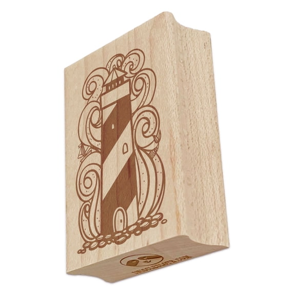 Lighthouse Stylized Crashing Waves Mermaid Sailboat Rectangle Rubber Stamp Stamping Scrapbooking Crafting - Small 1.7in