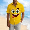 thumbnail image 5 of Gamivast Beach Shirts Monster Face Graphic Print Turn Down Collar Funny Shirts Scary Button up Short Sleeve Shirts Halloween Party Holiday Festival, 5 of 5