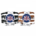 thumbnail image 1 of United Kingdom UK Flag Name Bracelet Hand Strap Leather Rope Wristband Double Set, 1 of 3