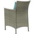 thumbnail image 3 of Side Dining Chair Armchair, Set of 2, Rattan, Wicker, Light Grey Gray Blue, Modern Contemporary Urban Design, Outdoor Patio Balcony Cafe Bistro Garden Furniture Hotel Hospitality, 3 of 3