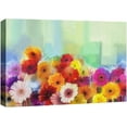thumbnail image 1 of Canvas Print Wall Art Watercolor Paint Stroke Effect Daisy Bouquet Floral Plants Illustrations Modern Art Chic Closeup Colorful Multicolor Ultra for Living Room, Bedroom, Office - 12"x18", 1 of 5