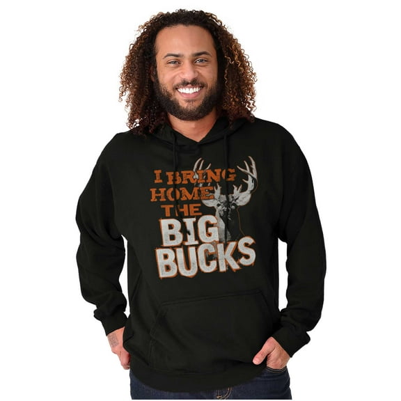 Funny Hunting Big Bucks Deer Hunt Pun Unisex Plus Fleece Graphic Hoodie Brisco Brands 2X