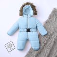 thumbnail image 3 of SAILING Mono unisex con capucha para bebé de 0 a 24 meses, mono para niños y niñas con cuello de piel, 3 of 5