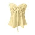 thumbnail image 5 of Bovemsi Women's Tanks & Camis Tie Front Ruched Tube Top Strapless Flared Peplum Bandeau Tops Camisoles for Under Clothes, 5 of 6