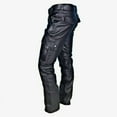 thumbnail image 2 of Men's Leather Motorcycle Pants with Cargo Pockets, Black, Leather Motorcycle Pants  No Belt, 2 of 6