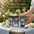 thumbnail image 6 of Topadorn Blue Floral Patchwork Ceramic Travel Mug, 17oz, Diamond Quilt Print, Spill-Resistant Lid, Microwave/Dishwasher/Oven Safe, Gift Boxed, 6 of 12