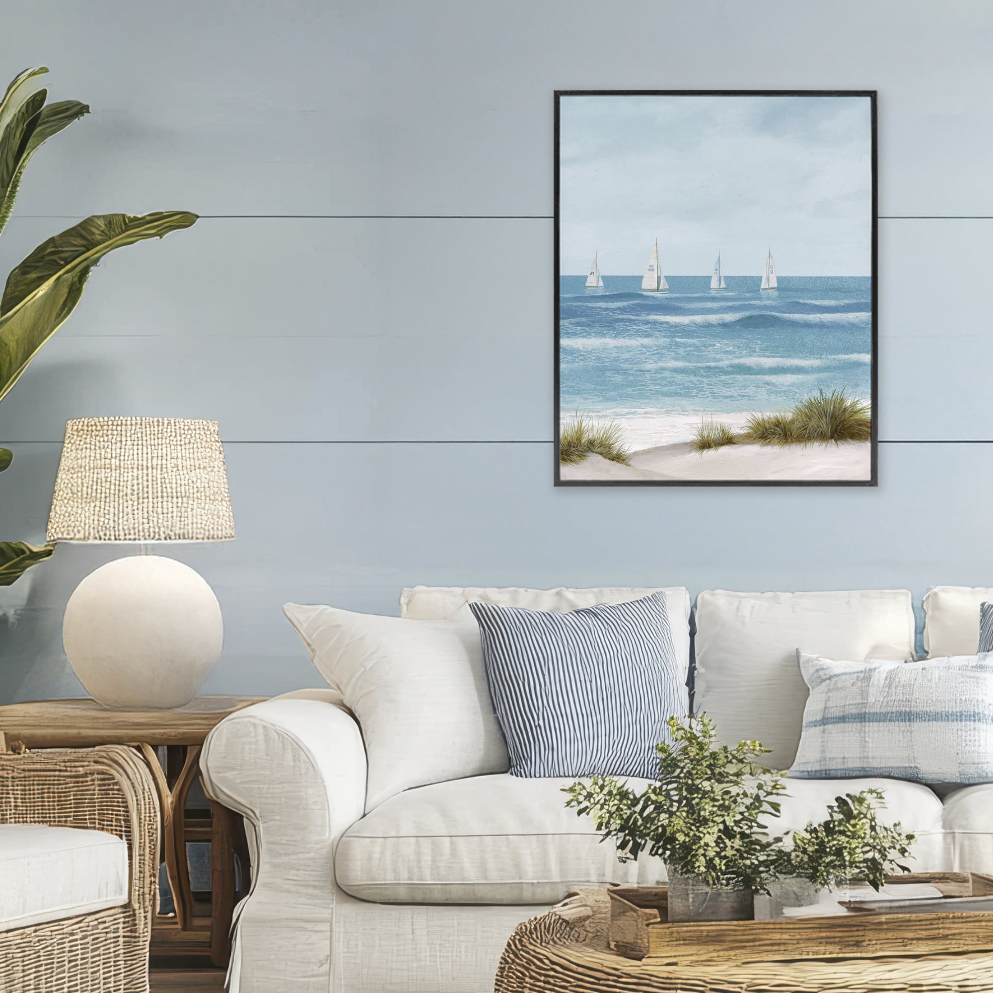 Stupell Industries Boats Sailing Away Black Framed Giclee Art, design by Lorenzo Collective