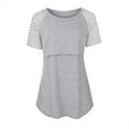 thumbnail image 2 of Dezsed Breastfeeding Shirts For Women Sumemr Maternity Clothes Patchwork Round Neck Nursing Tops Casual Soft Double Layer Short Sleeve Pregnancy Shirt, 2 of 5