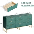 thumbnail image 2 of Anbuy 9 Drawer Dresser for Bedroom with Gold Handles, Morden Chest of Drawers Storage Cabinet, Wooden Dresser, Wood Closet Clothes Storage Organizer for Living Room, Hallway Blackgreen, 2 of 7