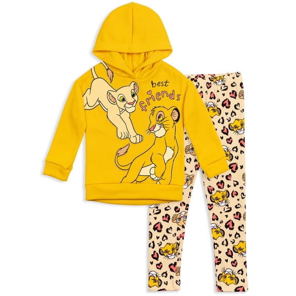 Disney Lion King Toddler Girls' Fleece 2-Piece Hoodie and Leggings Set Simba Nala Yellow