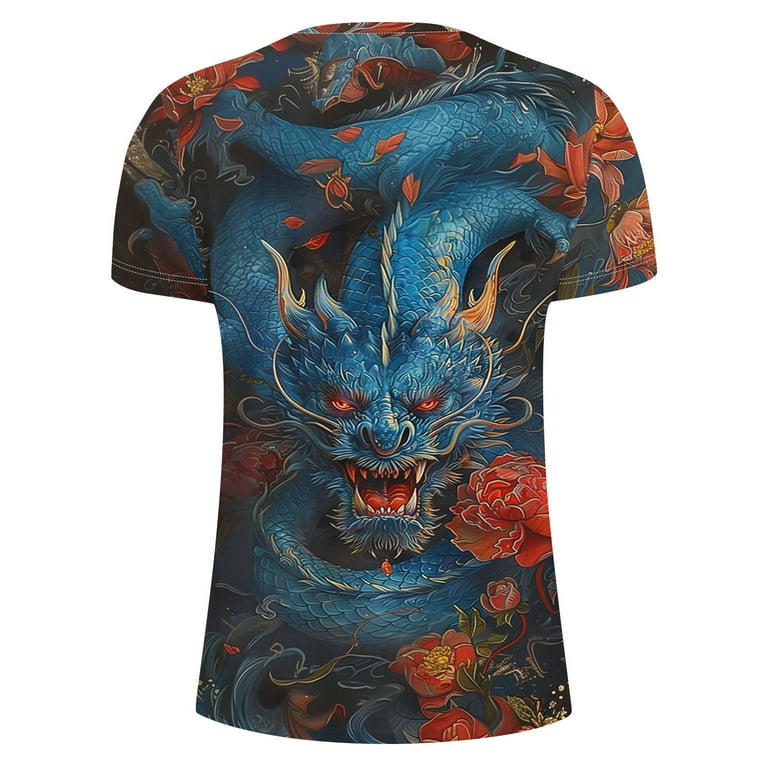 BSDJILFG 6XL Shirts for Men Big and Tall Dragon Shirt New