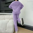 thumbnail image 4 of tarylea Winter Pajamas Outfit for Women Plush Suits Crew Neck Long Sleeve Pullover Elastic Waist Pants Solid Color Warm Winter Homewear Casual Comfy Sleepwear, 4 of 5