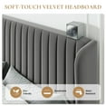 thumbnail image 3 of Sha Cerlin King Size Upholstered Platform Bed Frame with Velvet Channel Wingback Headboard, Light Grey, 3 of 9