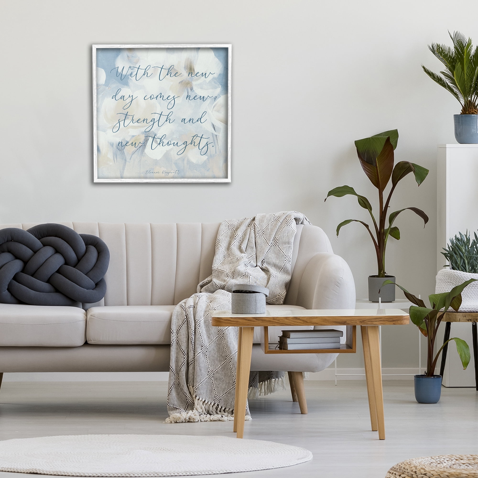 Stupell Industries Strength & New Thoughts Quote White Framed Giclee Art, design by Lanie Loreth