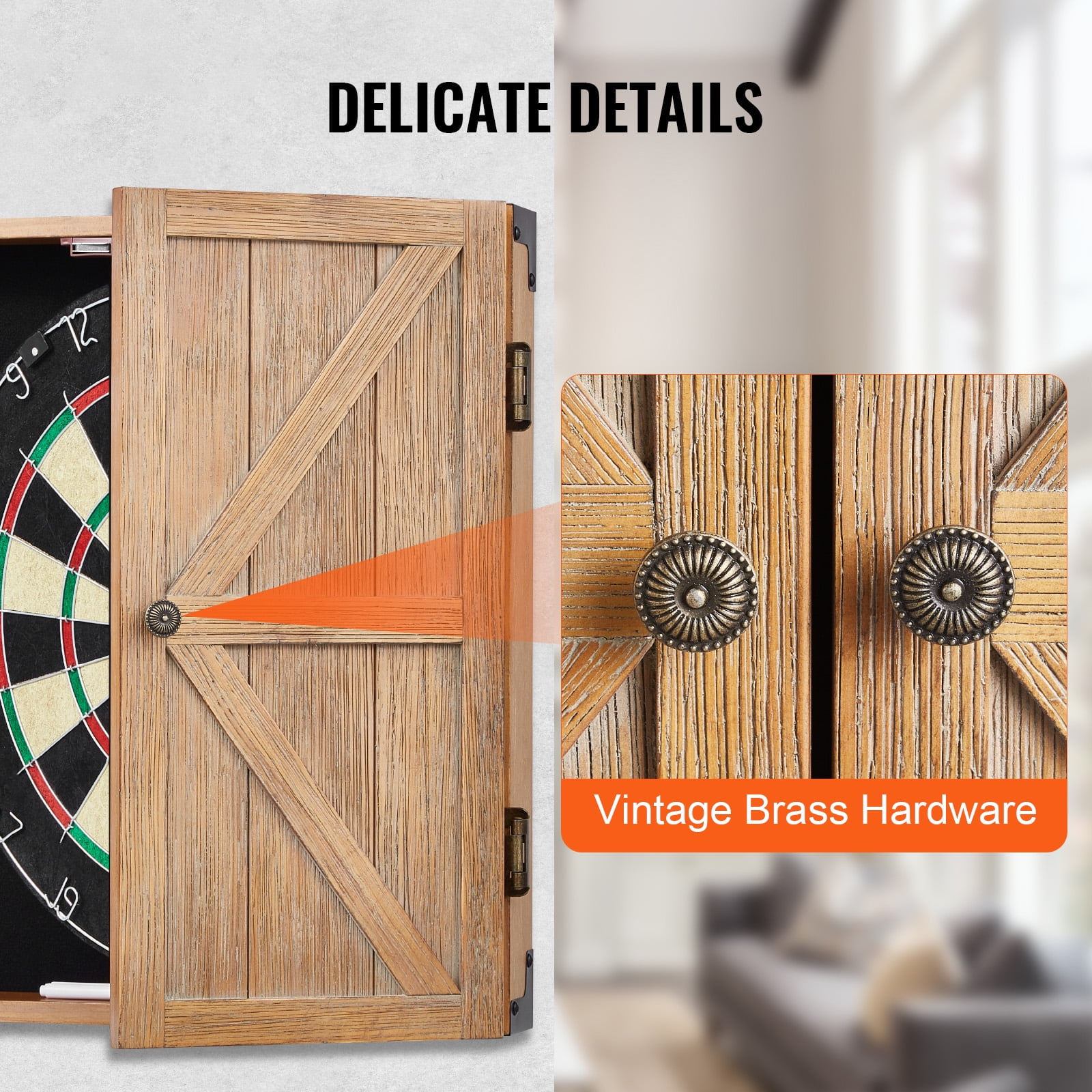 KFFKFF Dartboard Housing, Robust Timber Dartboard Housing Kit, Standard Size Concealed Cabinet with Scoring System and Extras, Offers Simple Installation,for Cricket Matches (Dartboard Excluded)