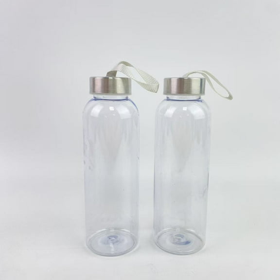CongHe Bottles, sold empty, 16oz Clear plastic Bottles with Stainless Steel Lids, Reusable plastic Drink Bottles with Caps, Juice Bottles for Juicing