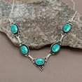 thumbnail image 4 of Natural Turquoise Silver Plated Handmade Necklace Vintage Bohemian Style Jewelry For Women, 4 of 6