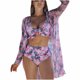 thumbnail image 1 of Trajes de Baño de Bikini de Mujer con Correas Impresas V Sexy Split Set de Tres Piezas, Diseño de Corte Alto para la Piscina de Playa Y las Vacaciones de Verano, 1 of 9