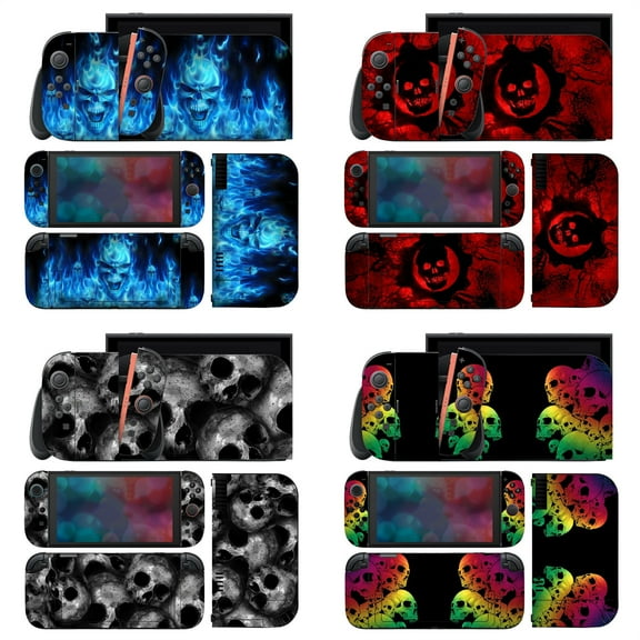 KIPLINK Skull Design Vinyl Decal Skin Set for Nintendo Switch - Full Console & Joy-Con Controller Sticker Kit, Anti-Scratch & Waterproof, Multiple Designs