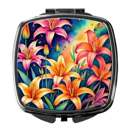 Colorful Lilies Compact Mirror 2.75 in x 3 in