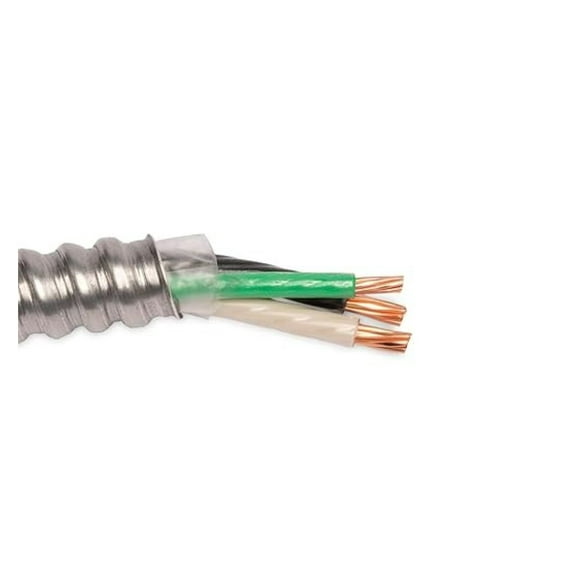 8/2 Metal Clad (MC) Cable with Ground, Aluminum Armored, Stranded Copper Conductor (20Ft Cut)