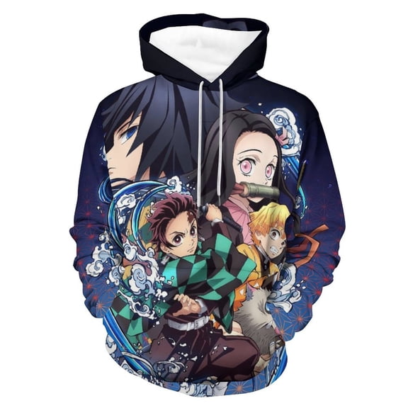 Demon Slayer Unisex Adult Hoodie Casual Hooded Sweatshirt Pullover Novelty 3D Printed Sweater Jacket S