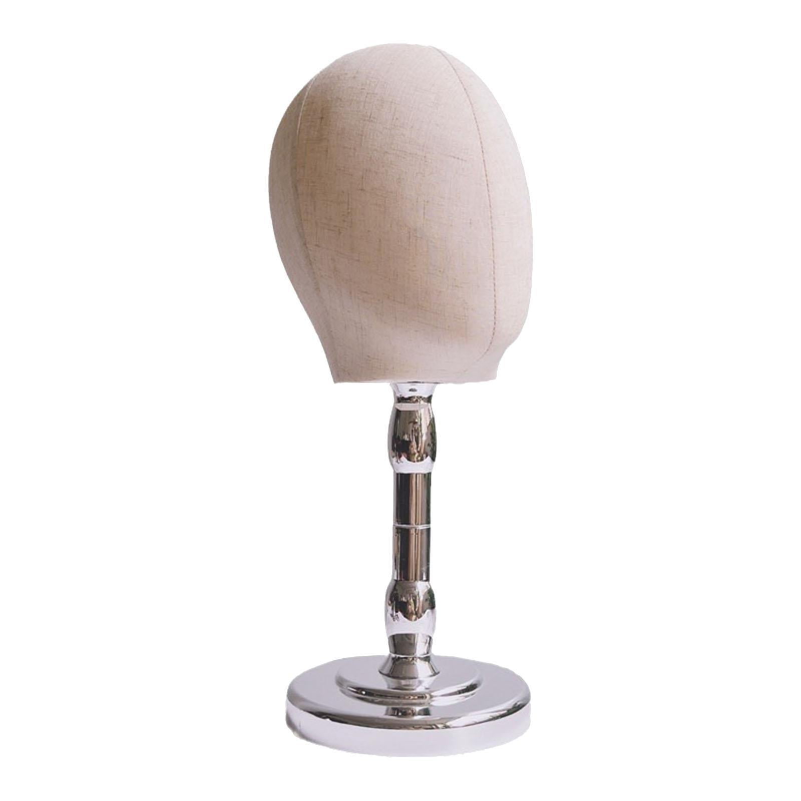 FITYLE Bald Mannequin Head Hat Holder Portable Beauty Accessories Wigs Display Model Manikin Head for Barber Shop Hair Salon Scarves Silver Base