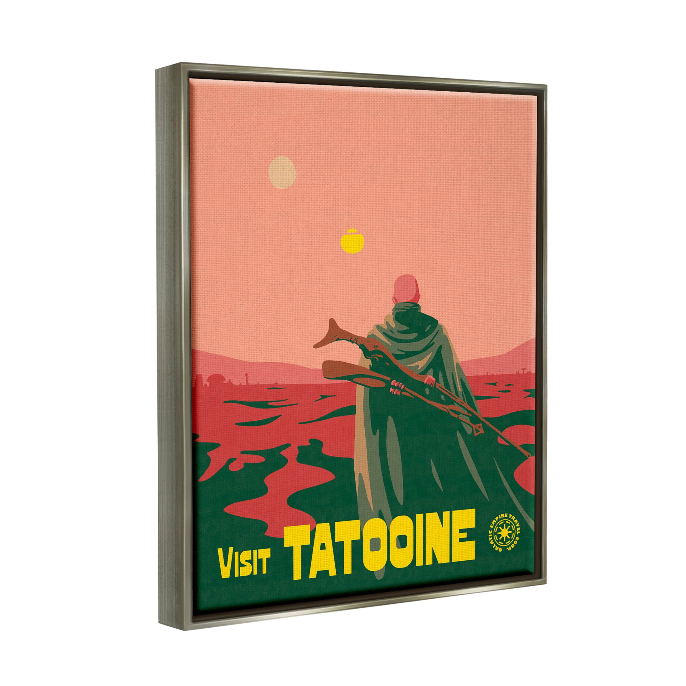 Stupell Industries Vast Tatooine Landscape Science Fiction Graphic Art Luster Gray Floating Framed Canvas Print Wall Art, Design by Matheus Lopes Castro