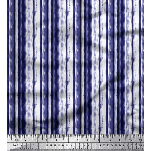 Soimoi Georgette Viscose Fabric Stripe Small Printed Fabric 1 Yard 42 Inch Wide
