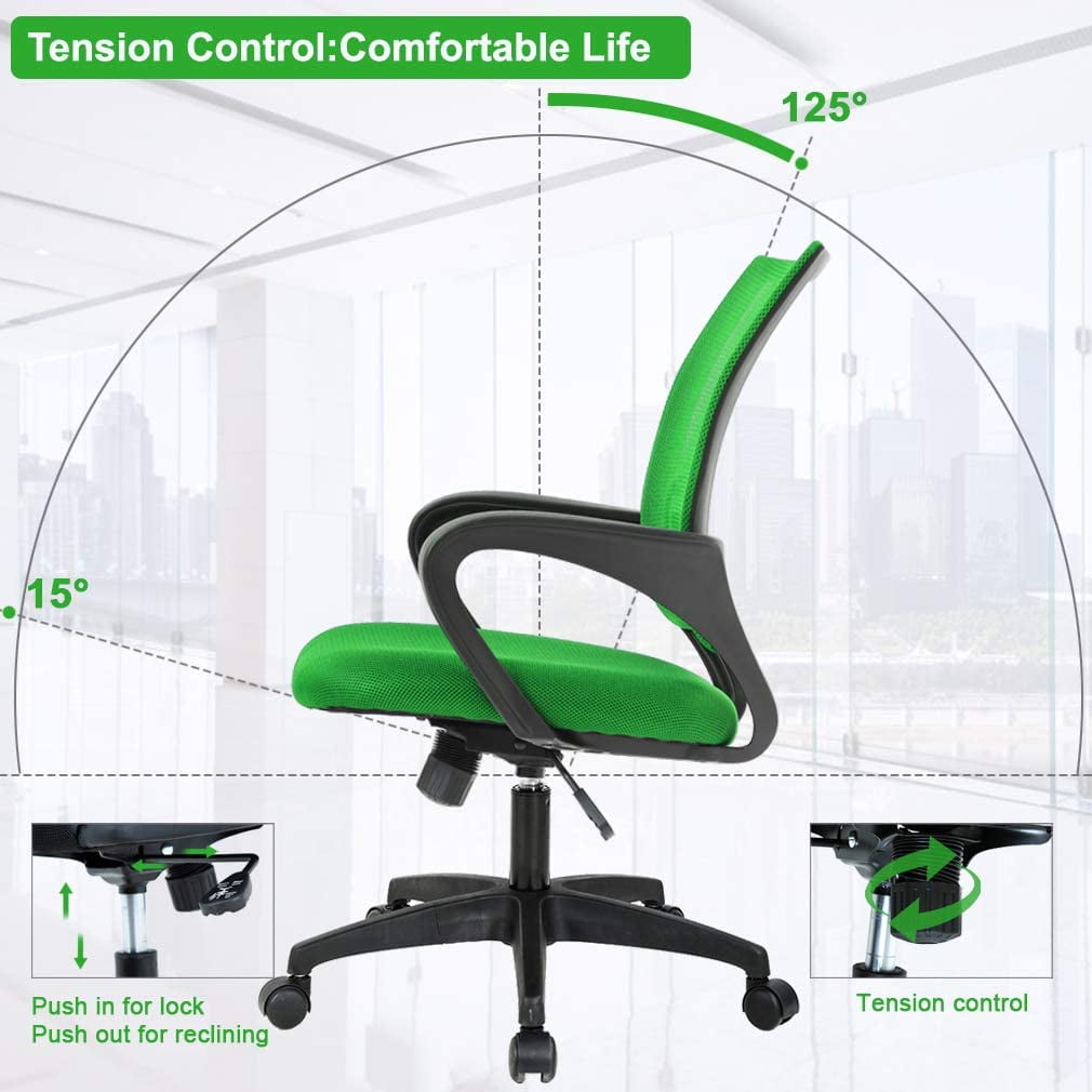 BestOffice Ergonomic Office Chair, Lumbar Support, Adjustable Height with Armrests for Adults(Green)