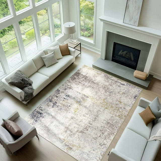 Area Rugs for Entryway x Lightweight Machine Washable Rug Vintage Area Rugs for Bedroom Neutral Bathroom Mat Indoor Carpet for Playroom Office Living Room(Grey xft)