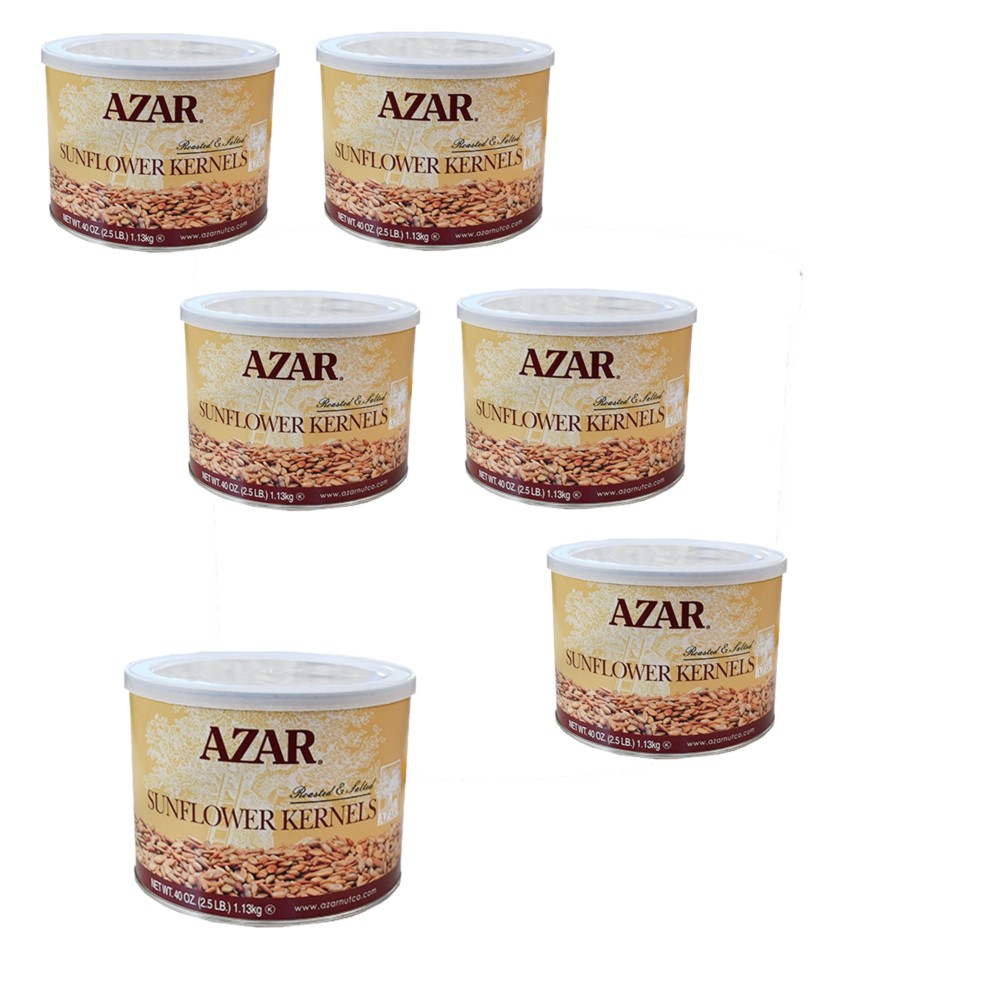 Azar Sunflower Seed Salted Kernels, 2.5lb, 6 Pack