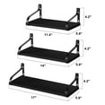 thumbnail image 6 of Love-KANKEI Wall Mounted Floating Shelves Set of 3 Rustic Wood Wall Storage Shelves for Living Room Bedroom Bathroom Kitchen and Office Black, 6 of 9